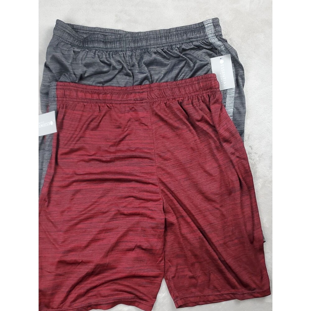 Essential Elements | Men's 2-Pack Active Shorts NWT | Red & Grey Heather